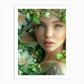 Fairy Girl With Flowers Art Print