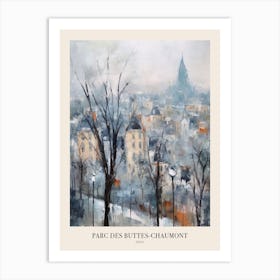 Winter City Park Poster Parc Des Buttes Chaumont Paris France 2 Art Print