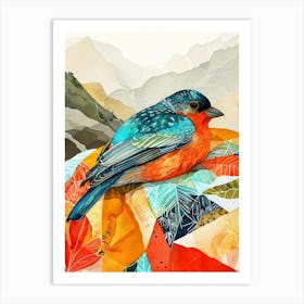 Bird In The Mountains animal watercolor Art Print