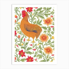 Rooster William Morris Style Bird Art Print