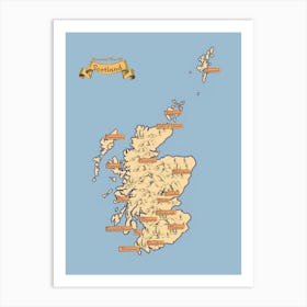 Vintage Scotland Map Art Print