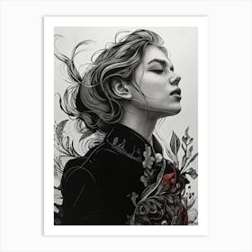 Black And White Portrait Of A Woman Art Print