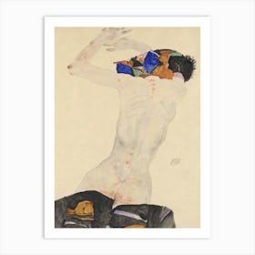 Back Nude With Colorful Cloth (1911), Egon Schiele Art Print