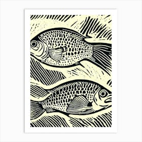 Piranha II Linocut Art Print