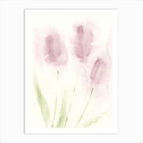 watercolor tulip tulips flower floral light pink purple mint green painting hand painted Art Print