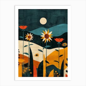 Sunflowers In The Meadow Art Print