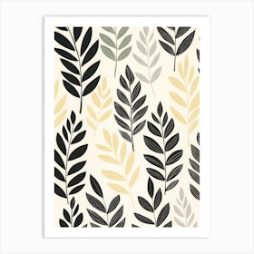 Black And White Leaf Pattern Art Print