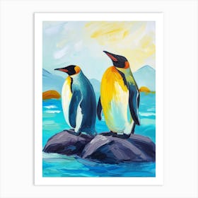 King Penguin Sea Lion Island Colour Block Painting 2 Art Print