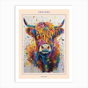 Hairy Cow Colourful Painting Poster Art Print