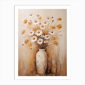Daisy, Autumn Fall Flowers Sitting In A White Vase, Farmhouse Style 2 Art Print