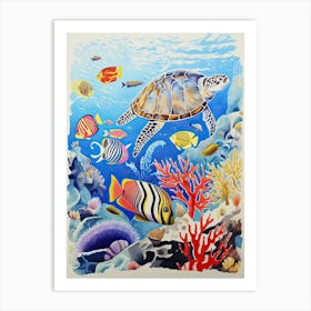 Turtles And Corals Art Print