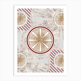 Geometric Glyph in Festive Gold Silver and Red n.0057 Art Print