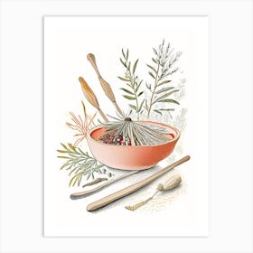 Butcher S Broom Spices And Herbs Pencil Illustration 3 Art Print