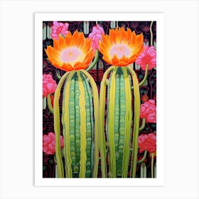 Mexican Style Cactus Illustration Trichocereus Cactus 1 Art Print