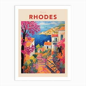 Rhodes Greece 4 Fauvist Travel Poster Art Print