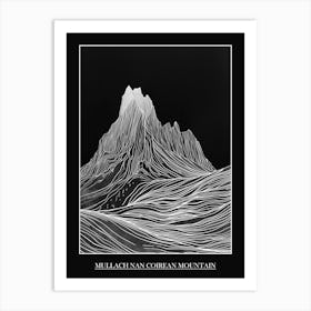 Mullach Nan Coirean Mountain Line Drawing 5 Poster Art Print