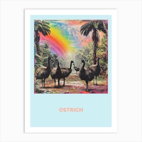 Ostrich Rainbow Poster 3 Art Print