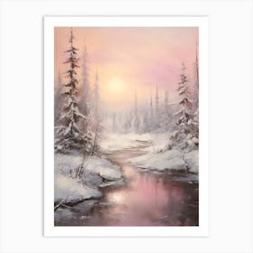 Dreamy Winter Painting Lapland Finland 2 Art Print