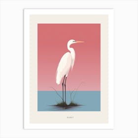 Minimalist Egret 4 Bird Poster Art Print