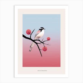 Minimalist Mockingbird 3 Bird Poster Art Print