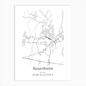 Rosenheim,Germany Minimalist Map Art Print