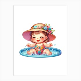 Little Girl In The Pool 1 Art Print