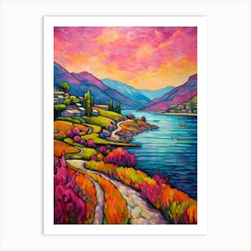 Lake Chelan Washington Pointillism 4 Art Print