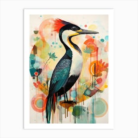 Bird Painting Collage Cormorant 1 Art Print
