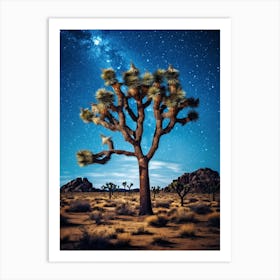 Joshua Tree With Starry Sky In South Western Style (3) Art Print