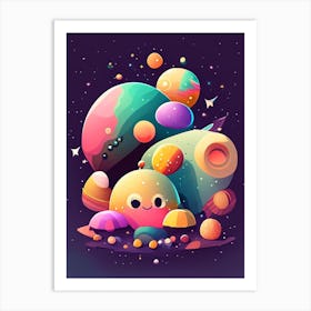 Asteroid Belt Kawaii Kids Space Art Print