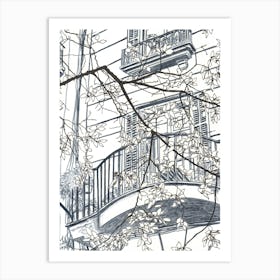 Leaves And Balconies Art Print