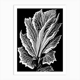 Mullein Leaf Linocut 1 Art Print