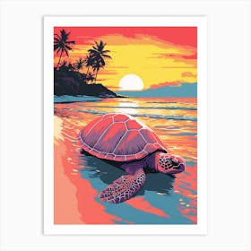 Colour Pop Sea Turtle On The Beach 1 Art Print
