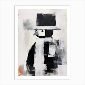 Abstract Gouache Portrait Of A Duck With A Hat On Art Print