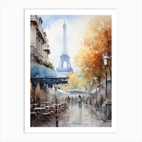 Paris France In Autumn Fall, Watercolour 2 Art Print
