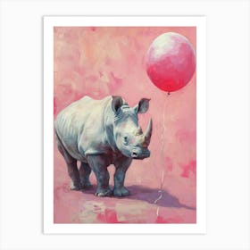 Cute Rhinoceros 1 With Balloon Art Print