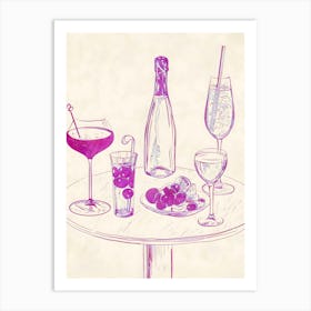 Table With Drinks Art Print