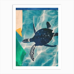 Sea Turtle 1 Cut Out Collage Art Print