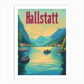 Aihrgdesign A 1970s Inspired Travel Poster For Hallstatt 1 Art Print