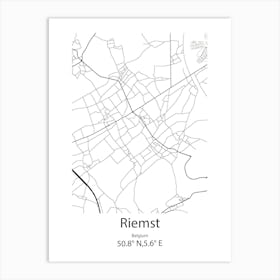 Riemst,Belgium Minimalist Map Art Print