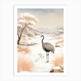 Winter Bird Painting Ostrich 3 Art Print