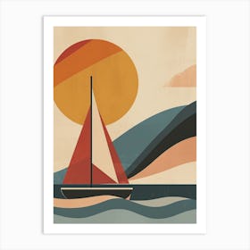 Sailboat At Sunset, Hygge Art Print