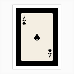Ace Of Spades in Black, College Art, Trendy Card Art, Preppy, y2k Art Print