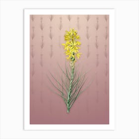 Vintage Yellow Asphodel Botanical on Dusty Pink Pattern n.0743 Art Print