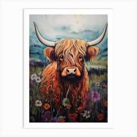 Highland Cow Illustration 2 Art Print