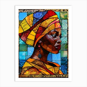 African Woman Stained Glass Art Print