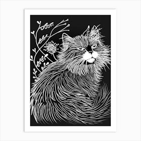 Turkish Angora Cat Minimalist Illustration 3 Art Print