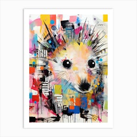 Wild at Heart: Urban Hedgehog in Basquiat Art Art Print