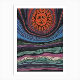 Sun And The Waves Vintage Print Art Print