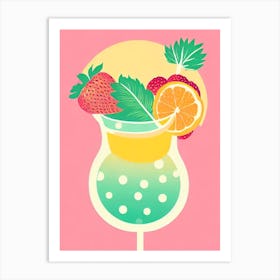 Frozen Strawberry Margarita Retro Pink Cocktail Poster Art Print